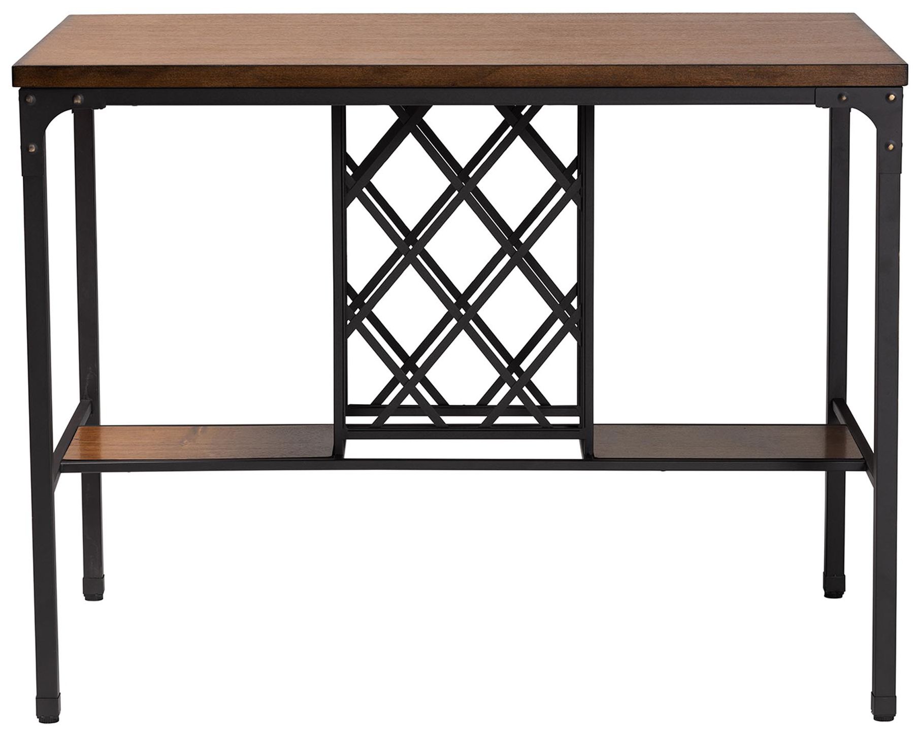 Image 3 Baxton Studio Vintner Industrial Pub Table with Built-In Wine Cage more views