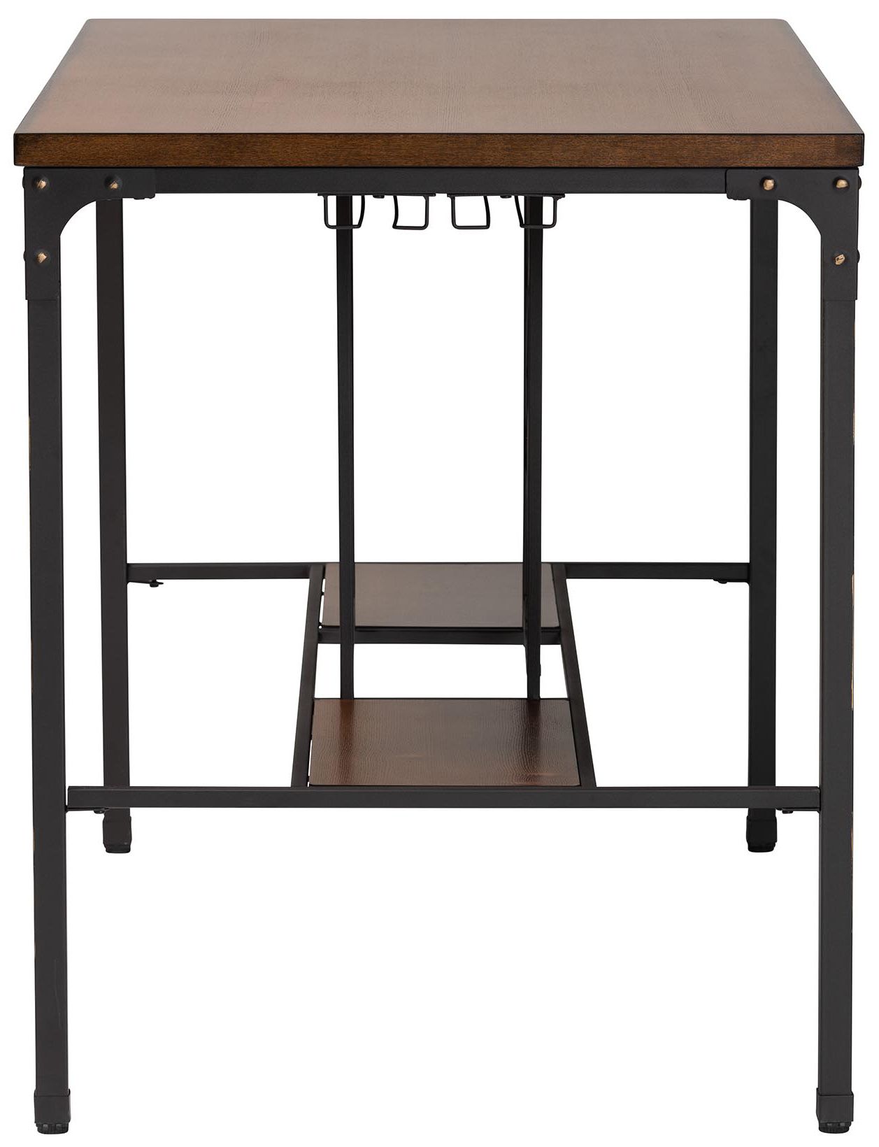 Image 4 Baxton Studio Vintner Industrial Pub Table with Built-In Wine Cage more views