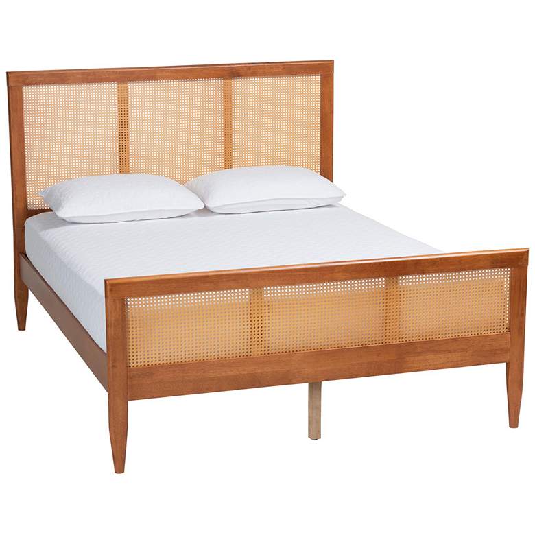 Image 2 Baxton Studio Walthard Mid-Century Light Walnut Queen Platform Bed