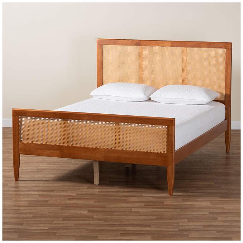 Image 1 Baxton Studio Walthard Mid-Century Light Walnut Queen Platform Bed