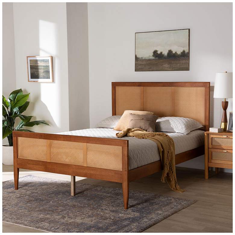 Image 3 Baxton Studio Walthard Mid-Century Light Walnut Queen Platform Bed more views