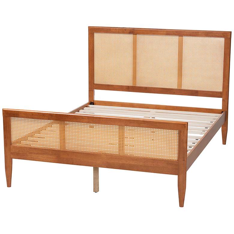 Image 5 Baxton Studio Walthard Mid-Century Light Walnut Queen Platform Bed more views