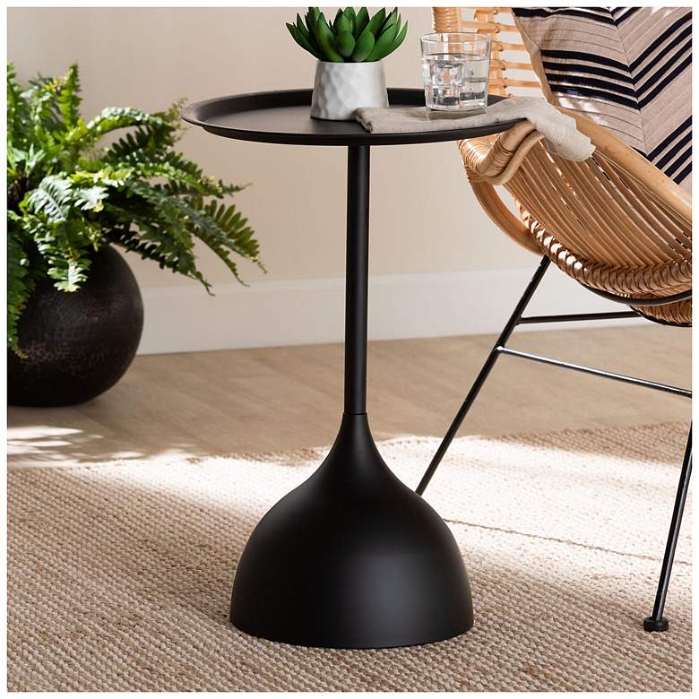 Image 3 Baxton Studio Webb Black Metal Pedestal Side Table more views