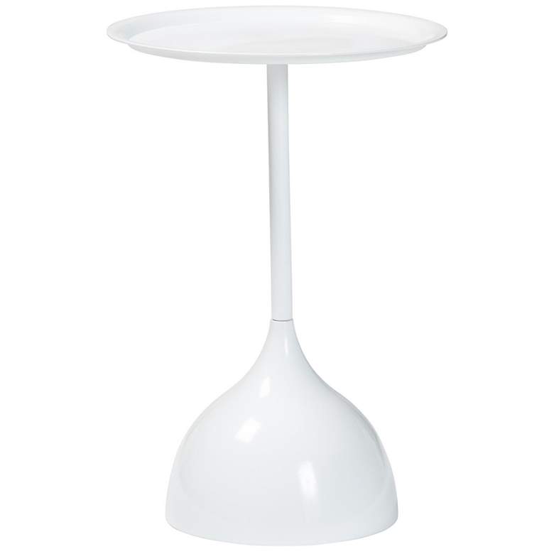 Image 2 Baxton Studio Webb White Metal Pedestal Side Table