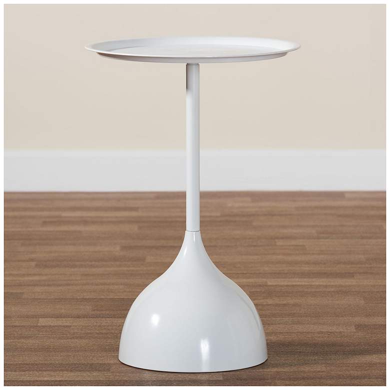 Image 1 Baxton Studio Webb White Metal Pedestal Side Table