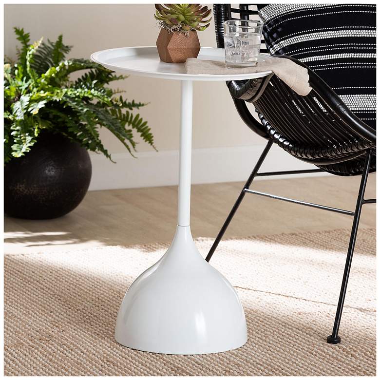 Image 3 Baxton Studio Webb White Metal Pedestal Side Table more views