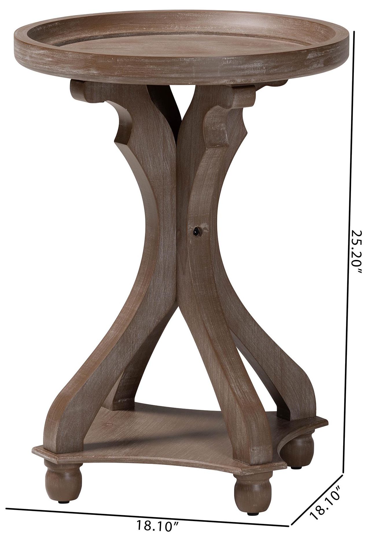 Baxton Studio Westlyn French Country Antique Brown Wood End Table