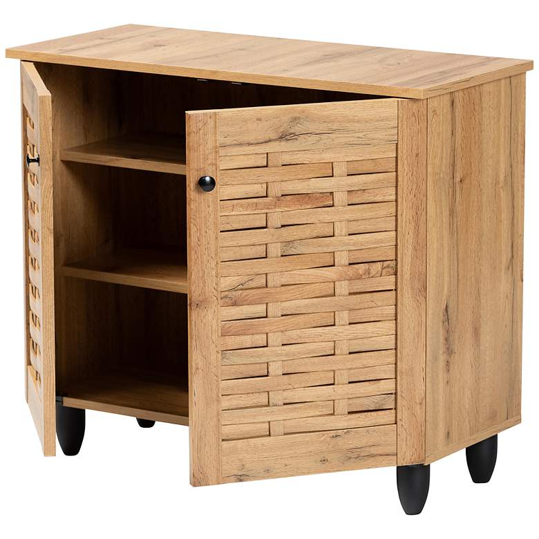 Image 5 Baxton Studio Winda 30" Wide Oak Brown 2-Door Shoe Cabinet more views