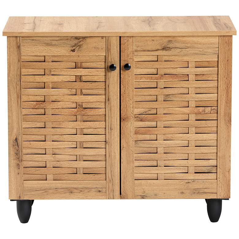 Image 6 Baxton Studio Winda 30" Wide Oak Brown 2-Door Shoe Cabinet more views