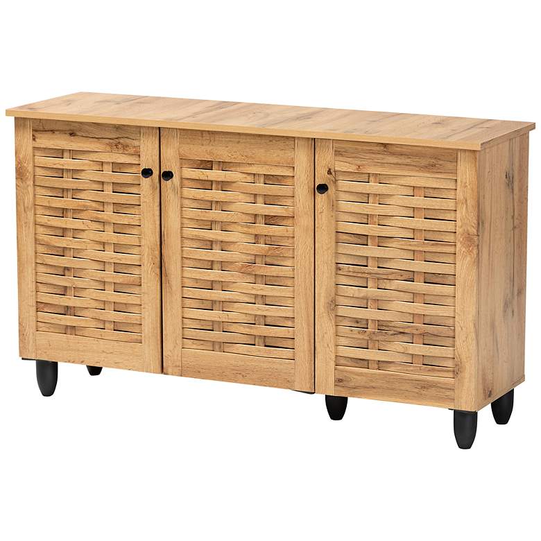 Image 2 Baxton Studio Winda 45" Wide Oak Brown 3-Door Shoe Cabinet