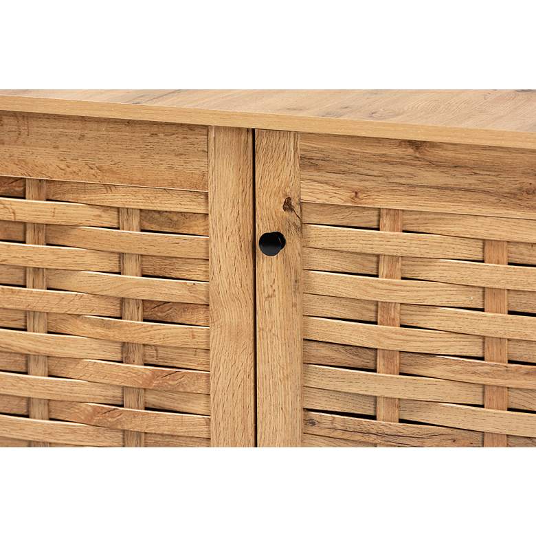 Image 3 Baxton Studio Winda 45" Wide Oak Brown 3-Door Shoe Cabinet more views