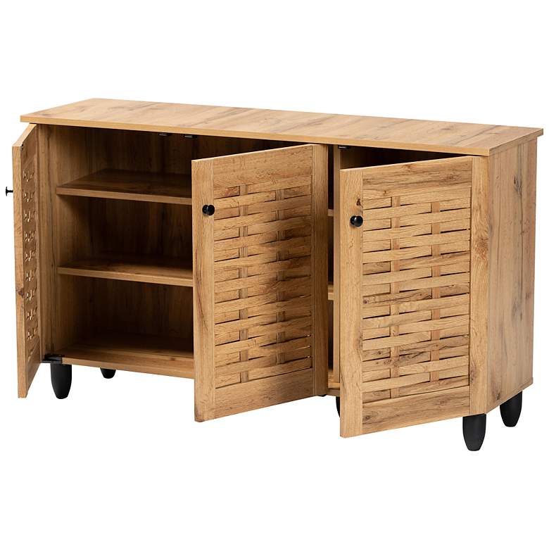 Image 5 Baxton Studio Winda 45" Wide Oak Brown 3-Door Shoe Cabinet more views