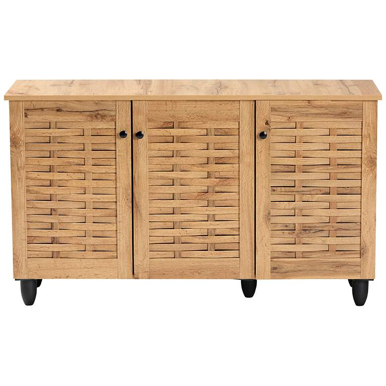 Image 6 Baxton Studio Winda 45" Wide Oak Brown 3-Door Shoe Cabinet more views