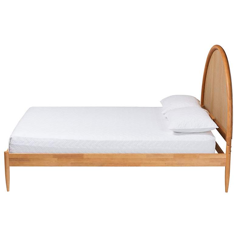 Image 4 Baxton Studio Wrenley Japandi Oak Brown Wood Queen Bed with Antique Rattan more views