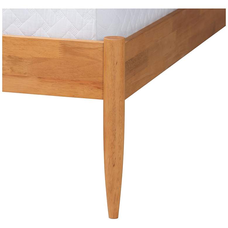 Image 7 Baxton Studio Wrenley Japandi Oak Brown Wood Queen Bed with Antique Rattan more views