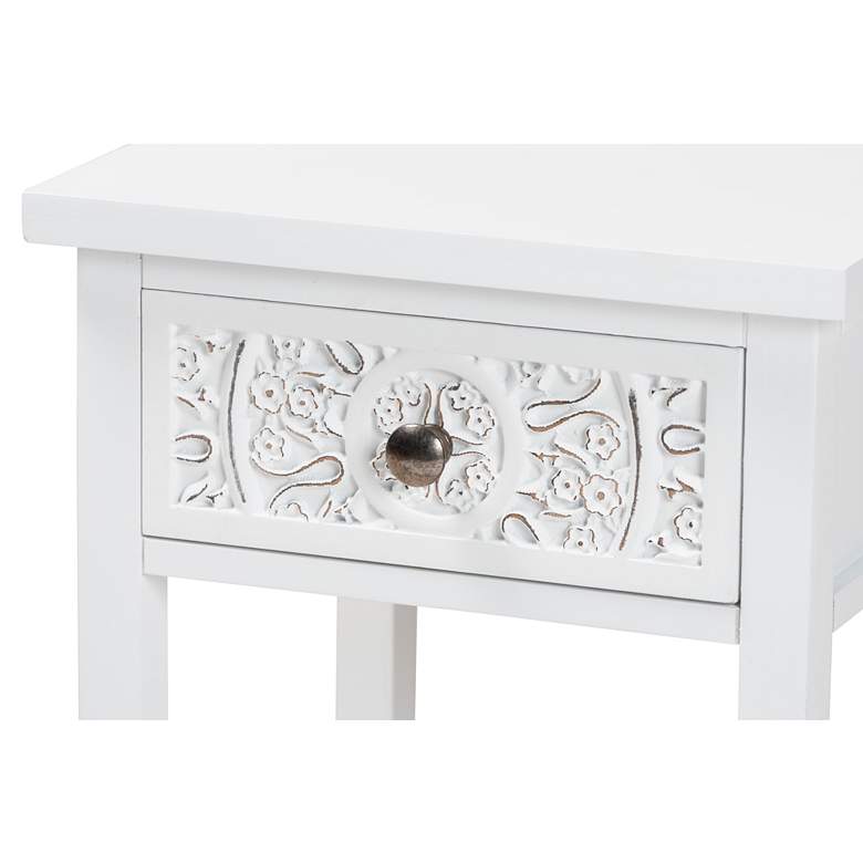 Image 3 Baxton Studio Yelena 13 3/4"W White Wood 1-Drawer End Table more views