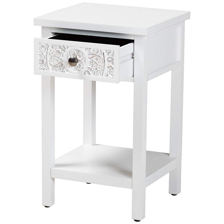 Image 6 Baxton Studio Yelena 13 3/4"W White Wood 1-Drawer End Table more views