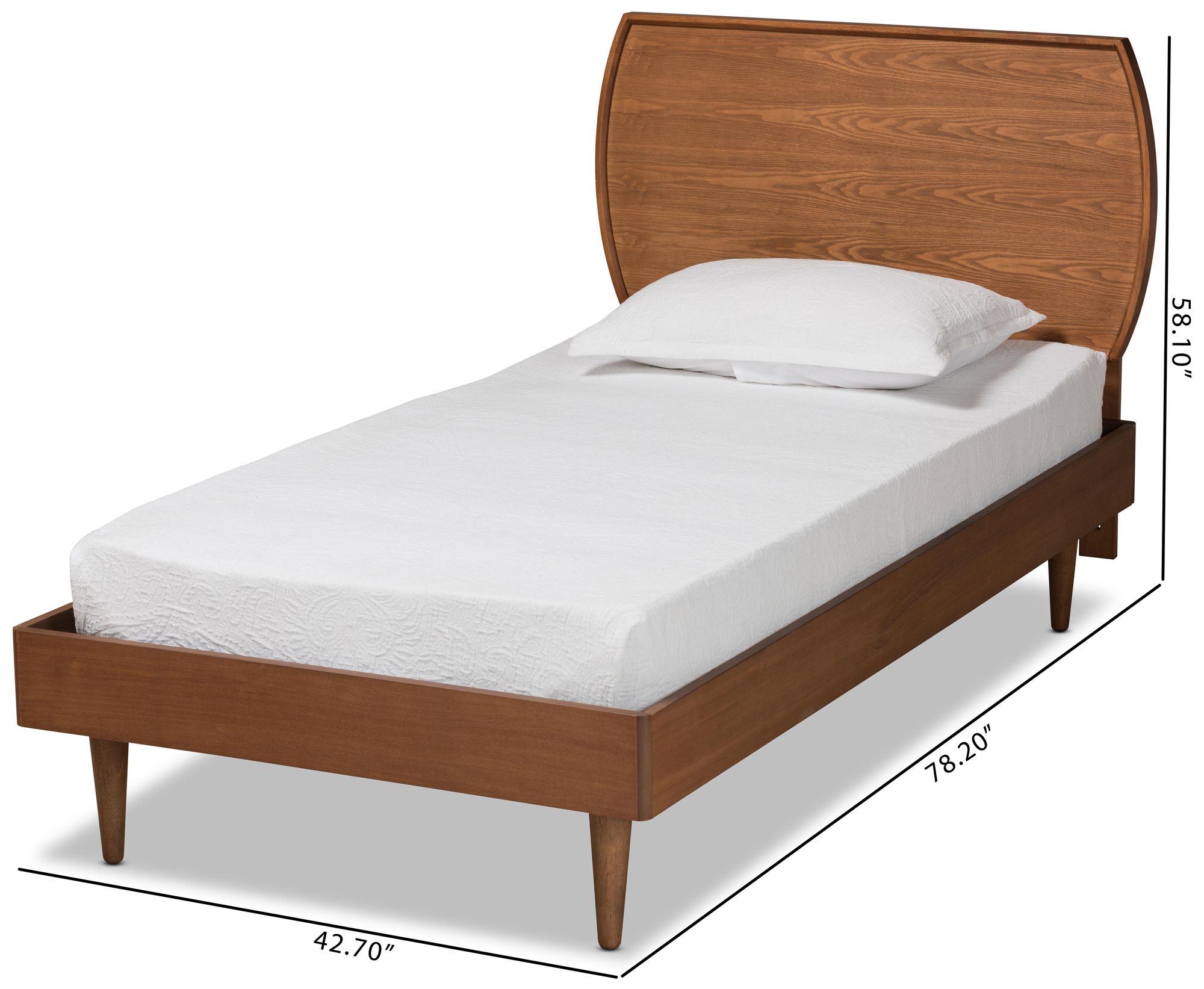 Baxton Studio Yori Walnut Brown Wood Twin Size Platform Bed in scene
