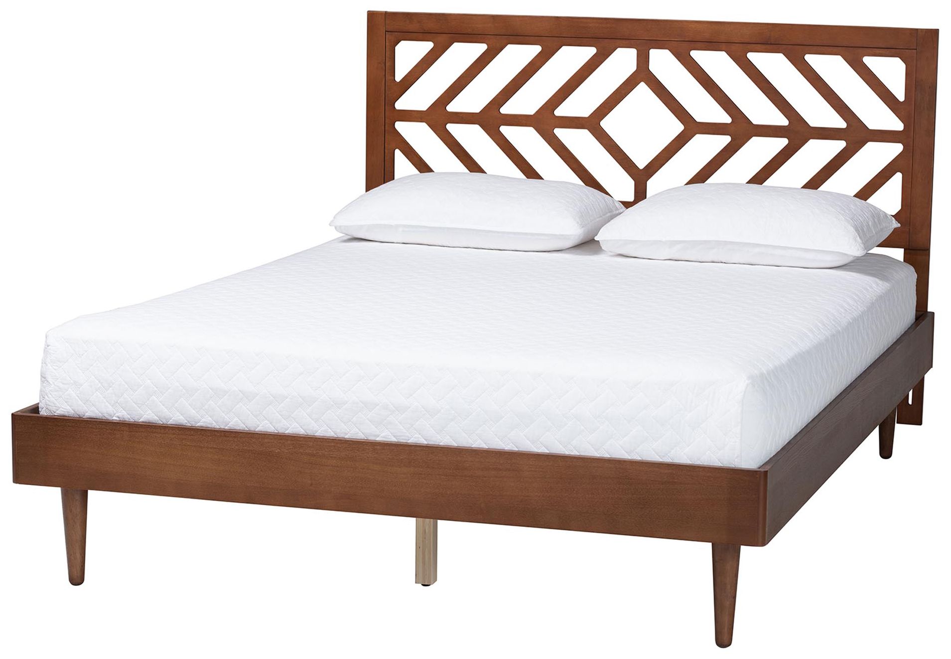 Image 2 Baxton Studio Zola Platform Bed - Mid-Century Modern Bed, Queen