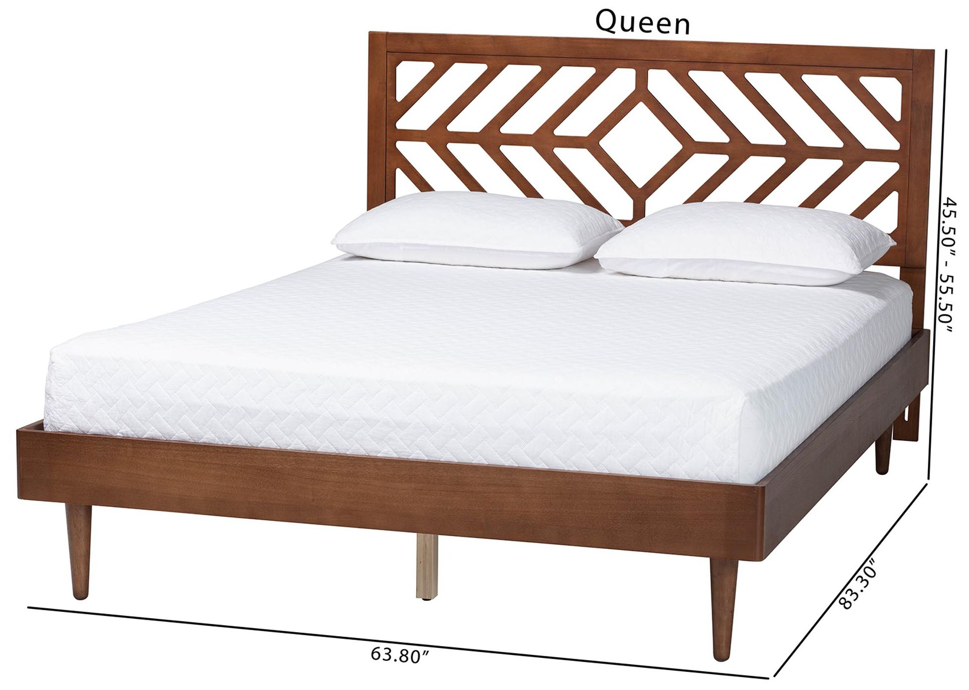 Baxton Studio Zola Platform Bed - Mid-Century Modern Bed, Queen