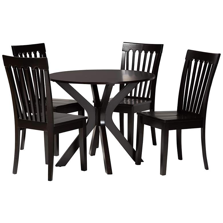 Image 2 Baxton Studio Zora Dark Brown Wood 5-Piece Dining Set