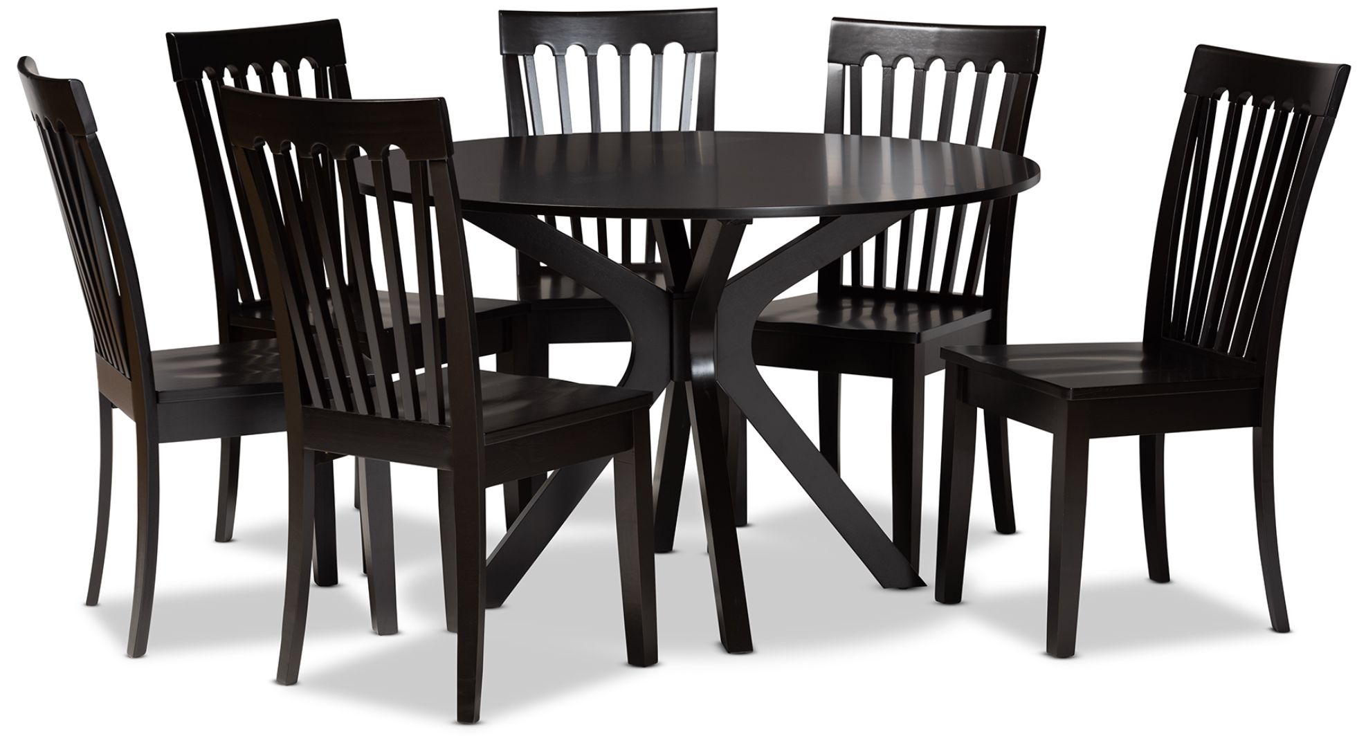 Image 3 Baxton Studio Zora Dark Brown Wood 7-Piece Dining Set