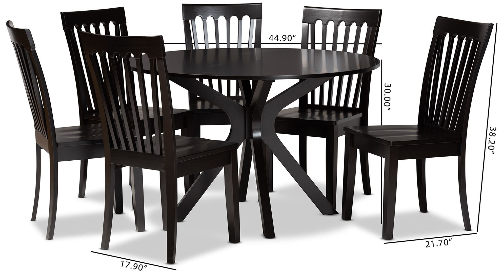 Baxton Studio Zora Dark Brown Wood 7-Piece Dining Set in scene
