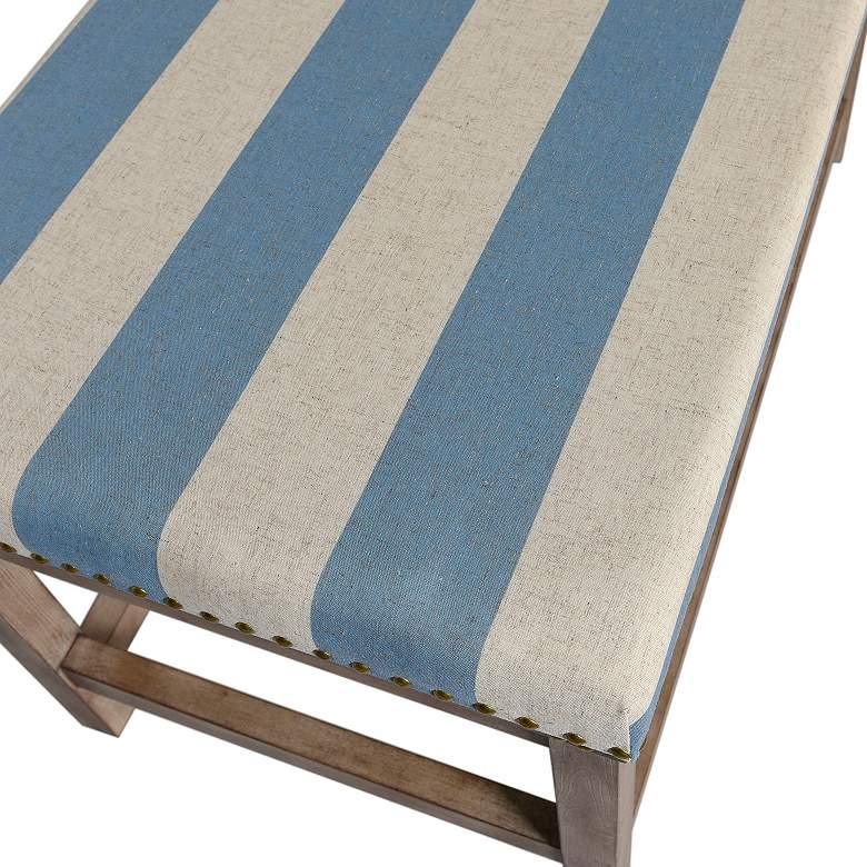 Image 5 Bay St. Louis 35.5" Wide Blue and Off-White Striped Upholstered Bench more views