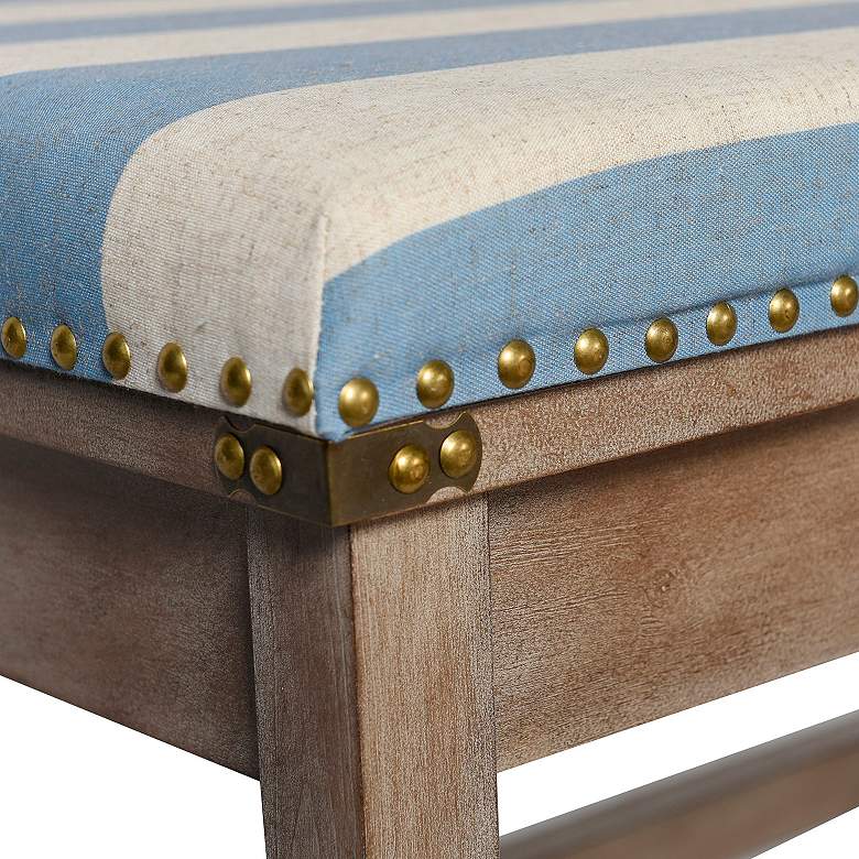 Image 6 Bay St. Louis 35.5" Wide Blue and Off-White Striped Upholstered Bench more views
