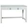Bay St. Louis Bone Gray Gray and Silver Leaf Woven Raffia Glass Top Desk