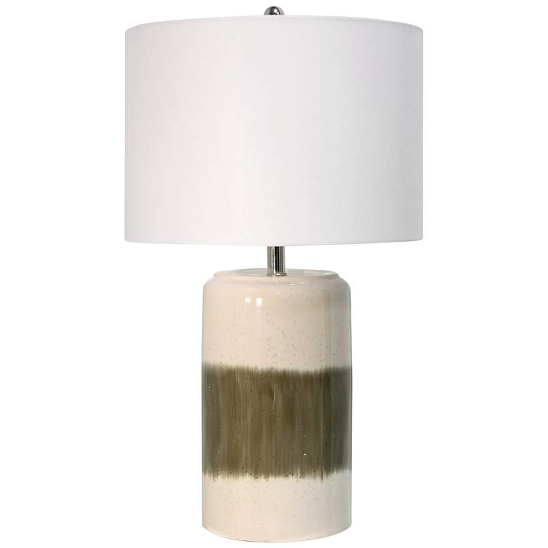 Image 2 Bay St.Louis Cream and Khaki Strip Ceramic Table Lamp