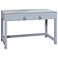 Bay St. Louis Shadow Gray and Silver Leaf Woven Raffia Glass Top Desk