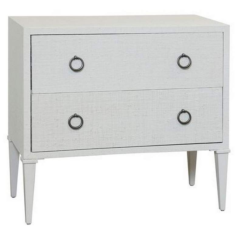 Image 1 Bay St. Louis Two Drawer Bone Gray and Silver Leaf Woven Raffia Chest