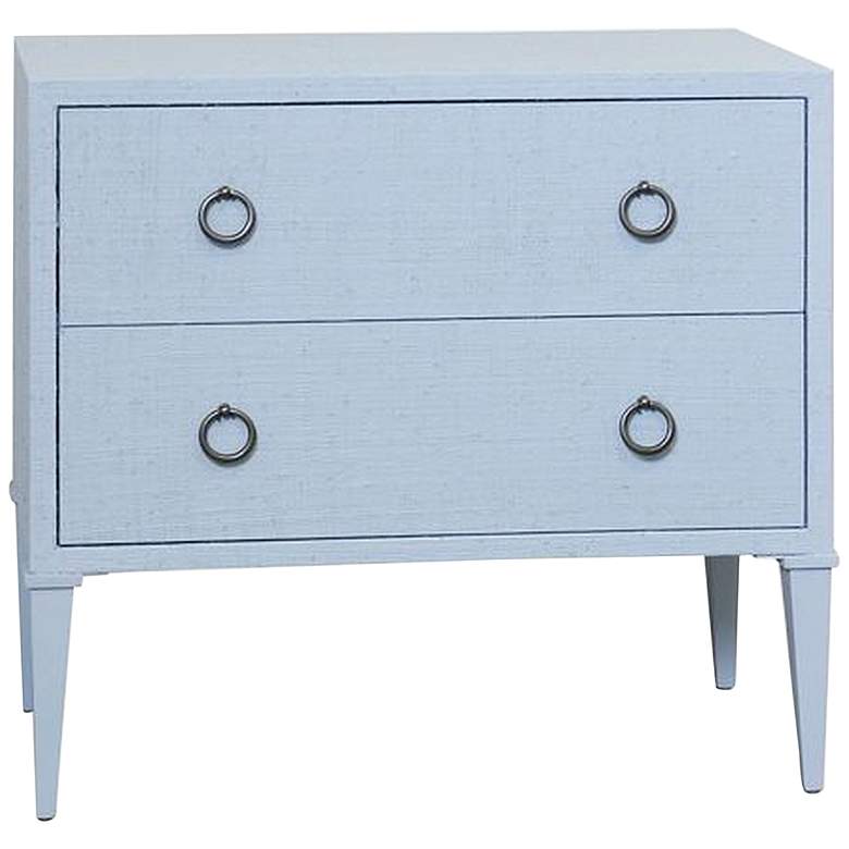 Image 1 Bay St. Louis Two Drawer Mist Blue and Silver Leaf Woven Raffia Chest