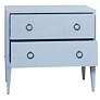 Bay St. Louis Two Drawer Mist Blue and Silver Leaf Woven Raffia Chest