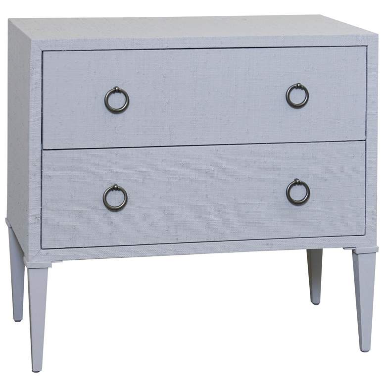 Image 1 Bay St. Louis Two Drawer Shadow Gray and Silver Leaf Woven Raffia Chest
