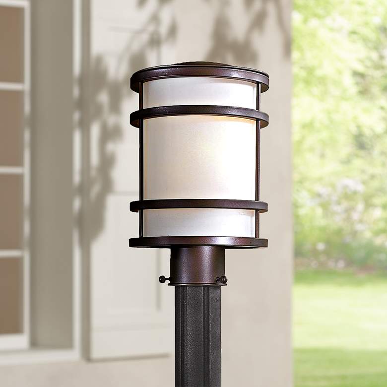 Image 1 Bay View Collection 12 1/4 inch High Bronze Post Mount Light