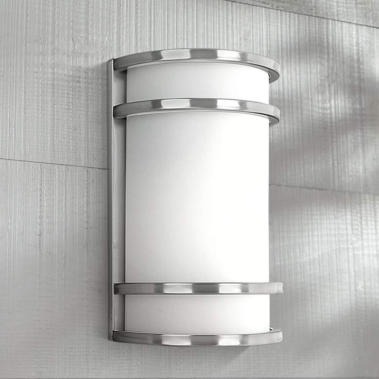 Image 1 Bay View Collection 12 inch High Steel Finish Outdoor Wall Light