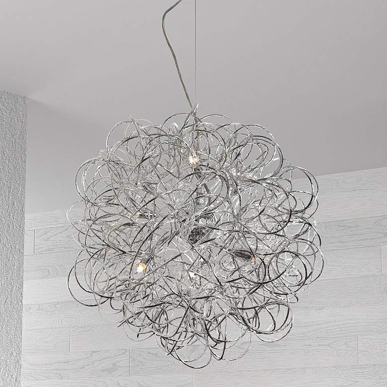 Image 1 Baya 18" Wide 6 Light Tubular Polished Chrome Pendant