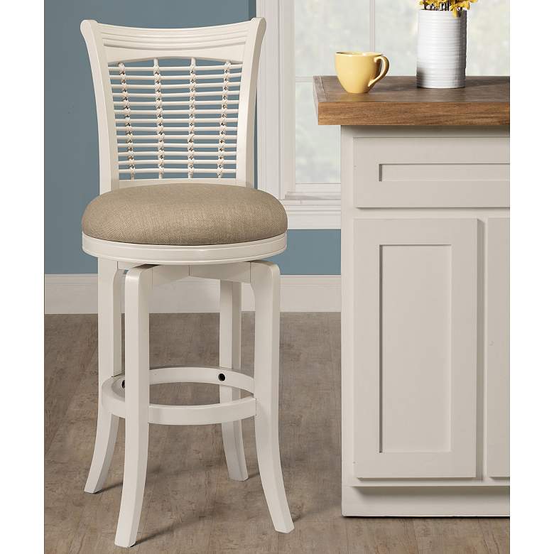 Image 1 Bayberry 24 inch Off-White Woven Fabric Swivel Counter Stool