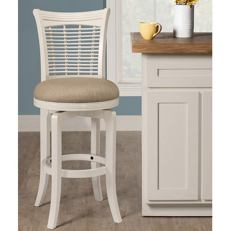 Image 1 Bayberry 30 inch Off-White Woven Fabric Swivel Barstool