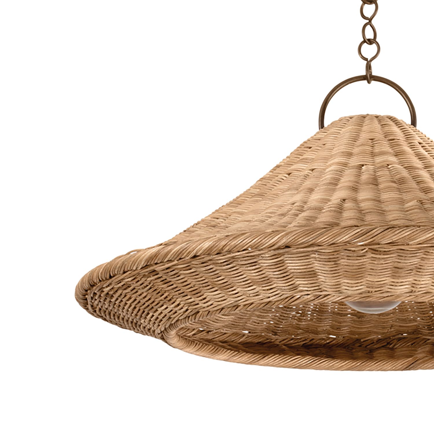 Image 3 Baychester 32"W Bronze Leaf Pendant Light w/ Rattan Shade more views