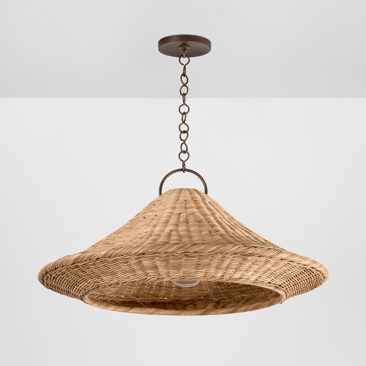 Image 5 Baychester 32"W Bronze Leaf Pendant Light w/ Rattan Shade more views