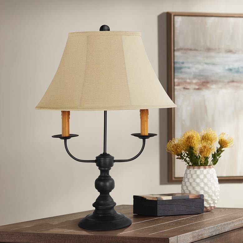 Image 1 Bayfield 3-Light 26 inch High Black Finish Candelabra Arm Table Lamp