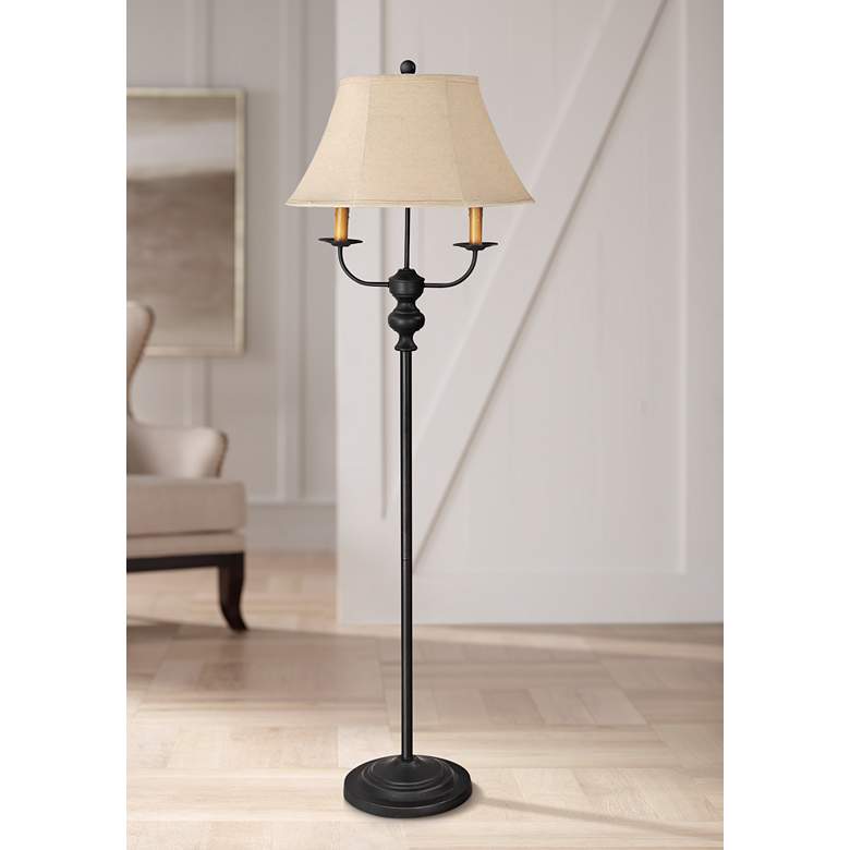 Image 1 Bayfield 57" Black Finish 3-Light Traditional Floor Lamp
