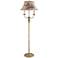 Bayfield Taupe Metal Floor Lamp with Pinecone Pattern Shade