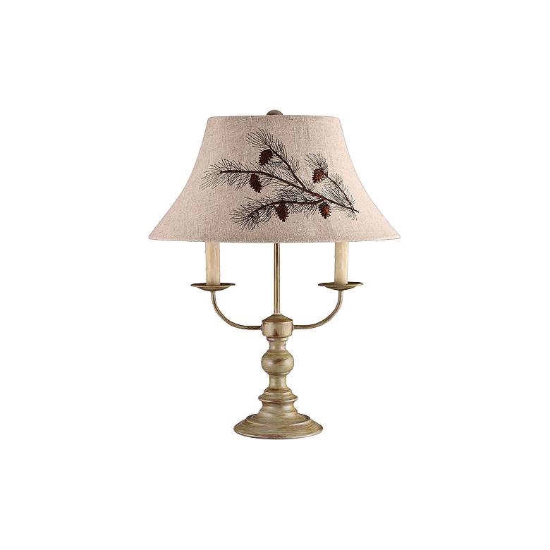 Image 1 Bayfield Taupe Metal Table Lamp with Pinecone Shade