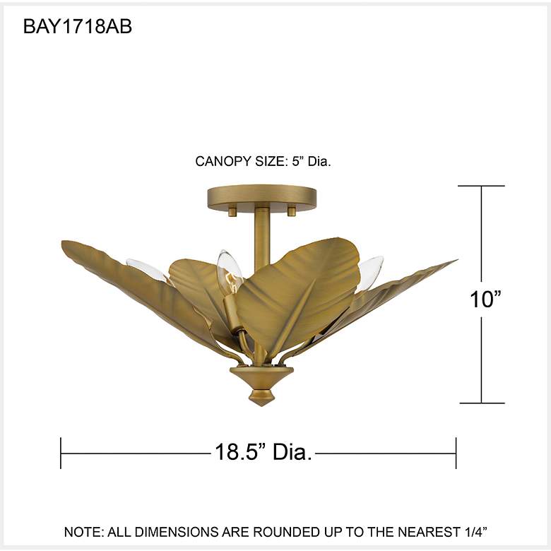 Image 7 Bayley 4-Light Aged Brass Semi-Flush Mount more views