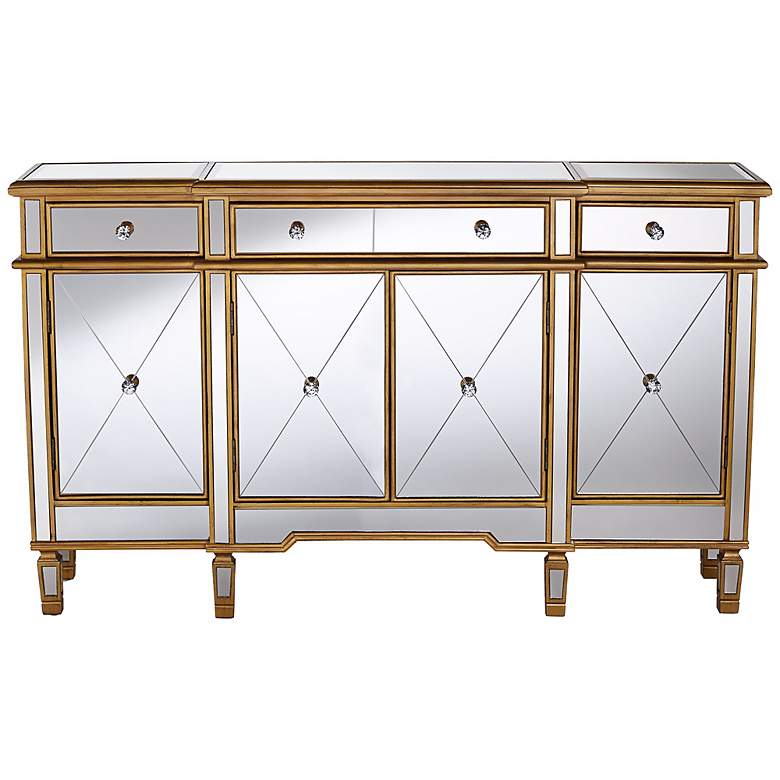Image 4 Bayley 60" Wide 4-Door Gold Mirrored Buffet Console more views