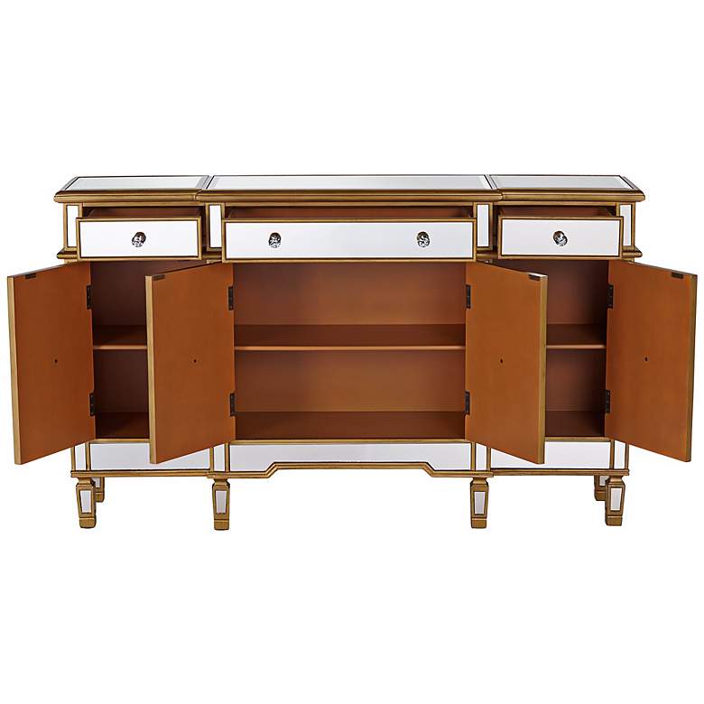 Image 5 Bayley 60" Wide 4-Door Gold Mirrored Buffet Console more views